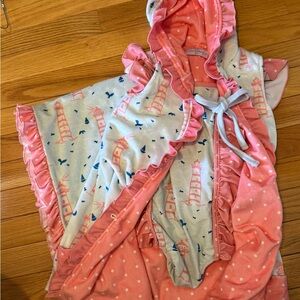 Bundle set SweetHoney girls 5T lighthouse print swimsuit, robe and blanket/towel